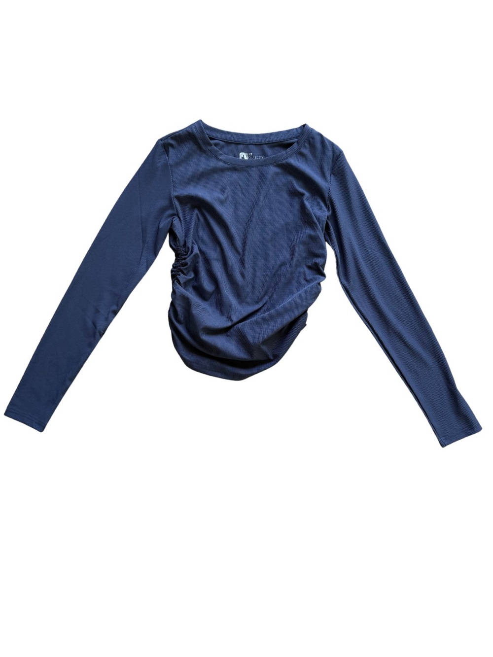 Women’s Blue Long-Sleeve Ruched Workout Top